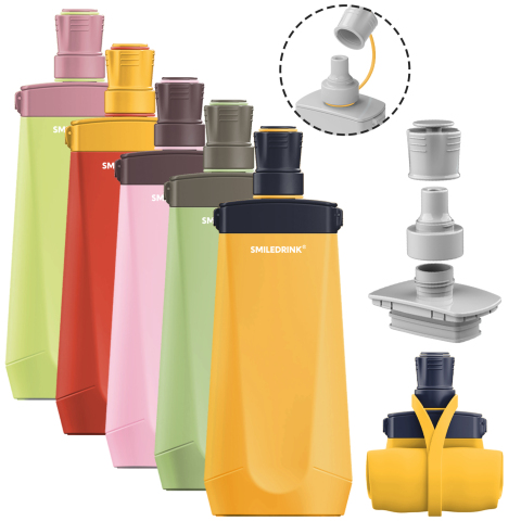 silicone Soft Folding Water Bottles Collapsible Flask for Hiking Cycling Climbing with bite mouthpiece