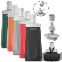 Running silicone Water Bottle with bite mouthpiece Foldable Hydration Flask for Running Hydration Pack Cycling Hiking Marathon