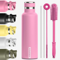 Reusable Vacuum Narrow Mouth Insulated Water Bottle with Handle Lid