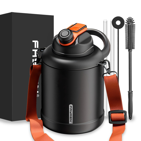 BPA Free Leak Proof Half Gallon Insulated Water Bottle Water Jug with Ergonomic Handle for Sports