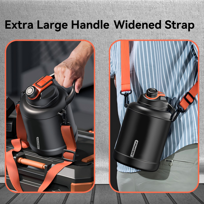 BPA Free Leak Proof Half Gallon Insulated Water Bottle Water Jug with Ergonomic Handle for Sports