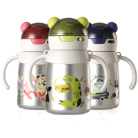 BABY 12 ounce Stainless Steel Vacuum Insulated Straw kid water Bottle with handle