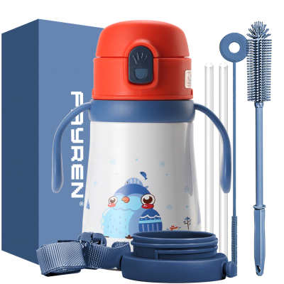 SUS 316 Stainless Steel Leak Proof Thermos Flask Water Bottles for Boys Girls with Straw Lid Handles & Strap