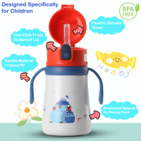 SUS 316 Stainless Steel Leak Proof Thermos Flask Water Bottles for Boys Girls with Straw Lid Handles & Strap