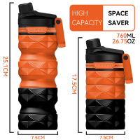 Collapsible Silicone Foldable Water Bottle Leakproof BPA Free Travel Water Bottles with handle