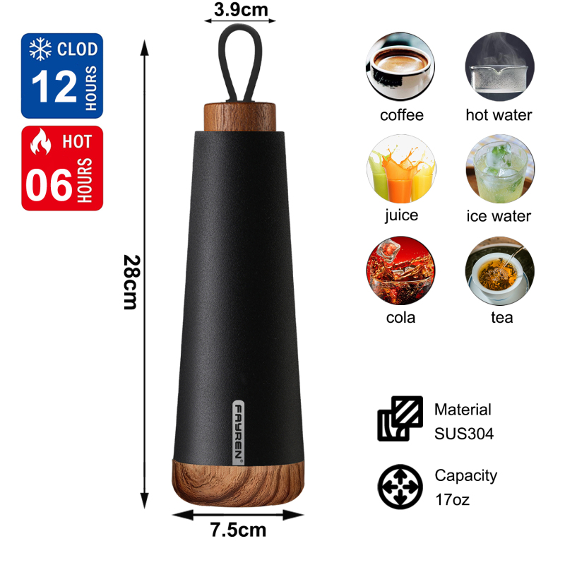 Double Walled & Vacuum Insulated Water Bottle Reusable Water Bottle for Hiking Keeps Liquid Hot or Cold
