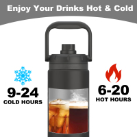 Sports Double Wall Stainless Steel Water Bottle with Straw and handle