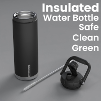 Sports Double Wall Stainless Steel Water Bottle with Straw and handle