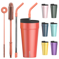 20oz Tumbler with Spill-Proof Lid and Straw Stainless Steel Vacuum Insulated Coffee Tumbler Cup Double Wall Powder Coated Travel Mug