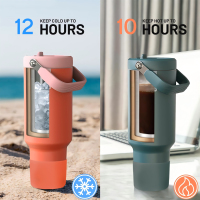 40 oz Tumbler with Handle Flip Straw, Vacuum Insulated Tumblers with Flip Straw and Top Handle with Silicone Bottom Travel Coffee Mug Insulated