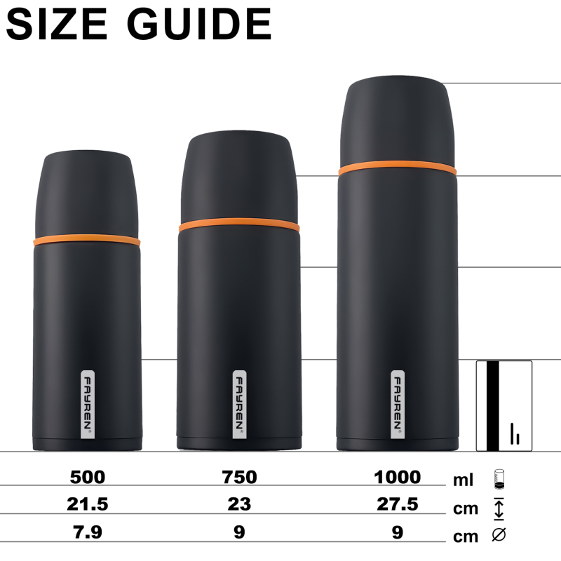 Stainless Steel Vacuum Flask with Double-Wall Insulation and Drinking Mug Lid for Sport