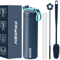 Fayren Insulated Stainless Steel Water Bottle with Spout Lid Fits in Car Cup Holder