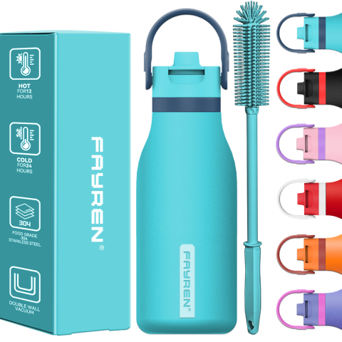 Fayren Double Wall Vacuum Sports Water Bottle with handle
