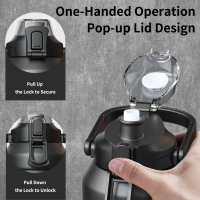 Large Double Vacuum Wide Mouth Stainless Steel 64 oz Water Bottle with Holder/Carrier, Flip Straw and Spout