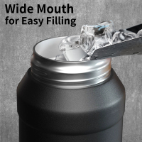 Large Double Vacuum Wide Mouth Stainless Steel 64 oz Water Bottle with Holder/Carrier, Flip Straw and Spout