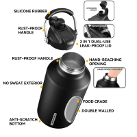 Large 128oz One Gallon Insulated Water Bottle Water Jug with Straw