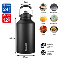 Large 128oz One Gallon Insulated Water Bottle Water Jug with Straw
