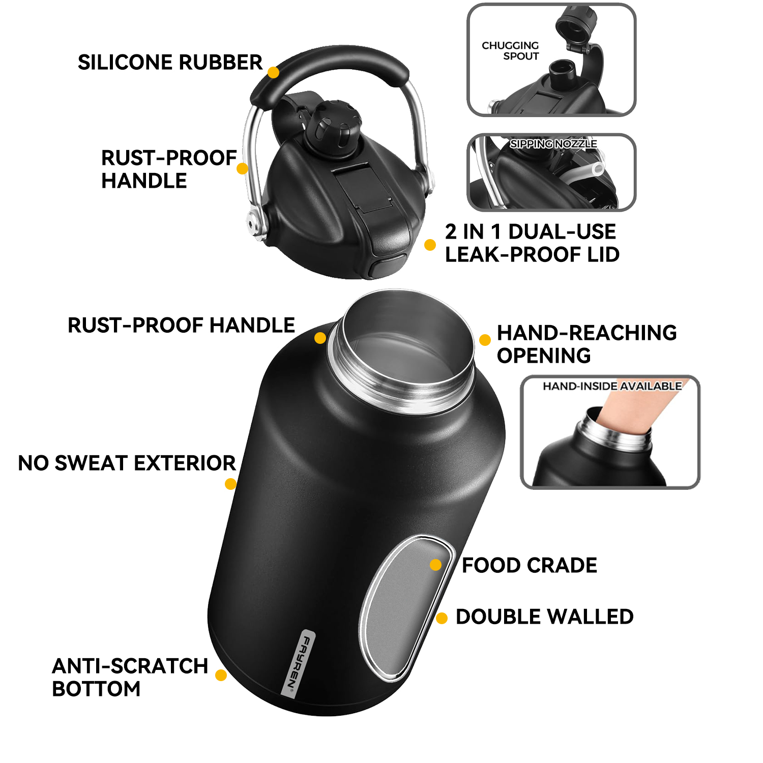 Stainless Steel Water Bottle with straw