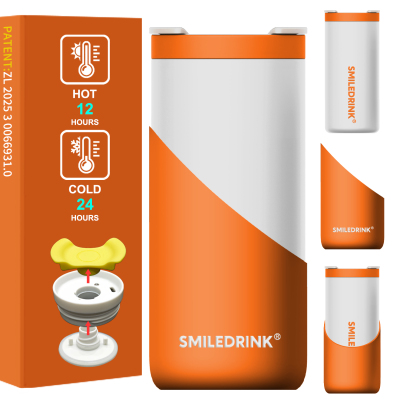 BPA FREE double wall Insulated Travel Mug with Splash-Resistant Slider Lid and Protective Silicone sleeve