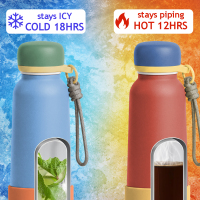 Stainless Steel Water Bottle with a built-in pop-up straw Lid Wide Fluorescent Coaster for Sports