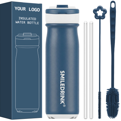 18/8 Stainless Steel Wide Mouth Thermal mug with Straw Lid & handle