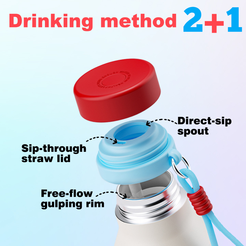 Stainless Steel Metal Water Bottle Reusable Thermal Flasks with Strap for Sports