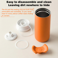 BPA FREE double wall Insulated Travel Mug with Splash-Resistant Slider Lid and Protective Silicone sleeve