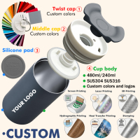 BPA FREE double wall Insulated Travel Mug with Splash-Resistant Slider Lid and Protective Silicone sleeve