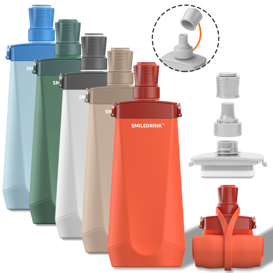 silicone Soft Folding Water Bottles Collapsible Flask for Hiking Cycling Climbing with bite mouthpiece