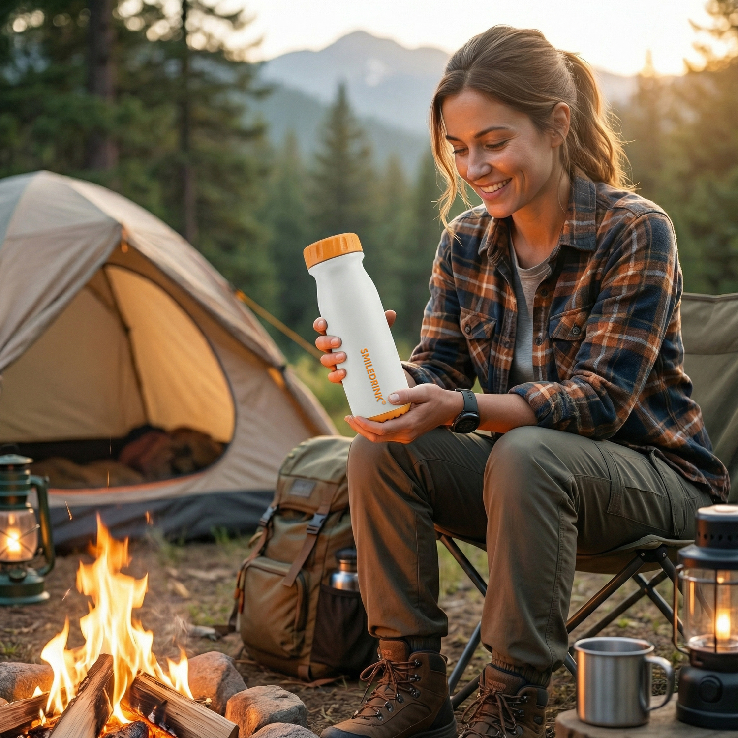 Stainless Steel Sport Water Bottle with straw lid