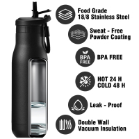 Vacuum Insulated Stainless Steel Water Bottle 17oz ,BPA Free Slip Proof For Office, School, and Travel