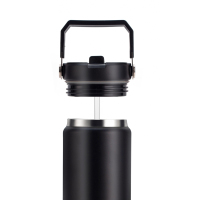 Stainless Steel Sport Water Bottle with PP Portable Leak Proof Sports Kettle for Outdoor Camping