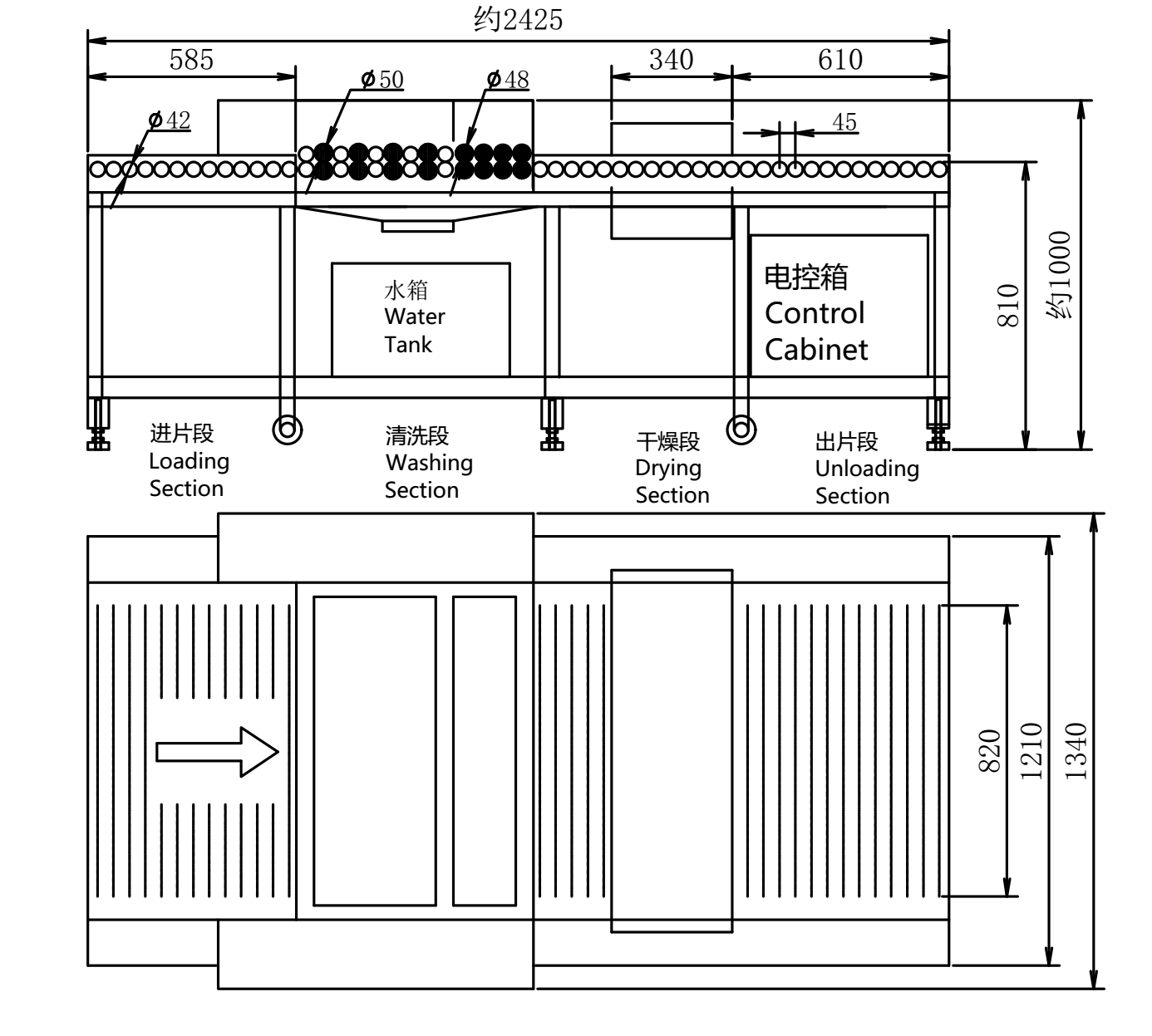 Automatic Horizontal Flat Glass Cleaning/Washing and Drying Machine