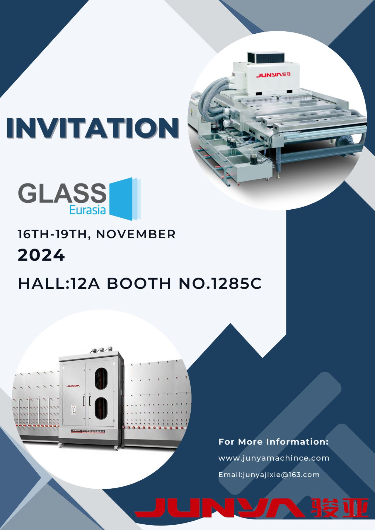 Junya Machinery's Invitation to EURASIA GLASS 2024