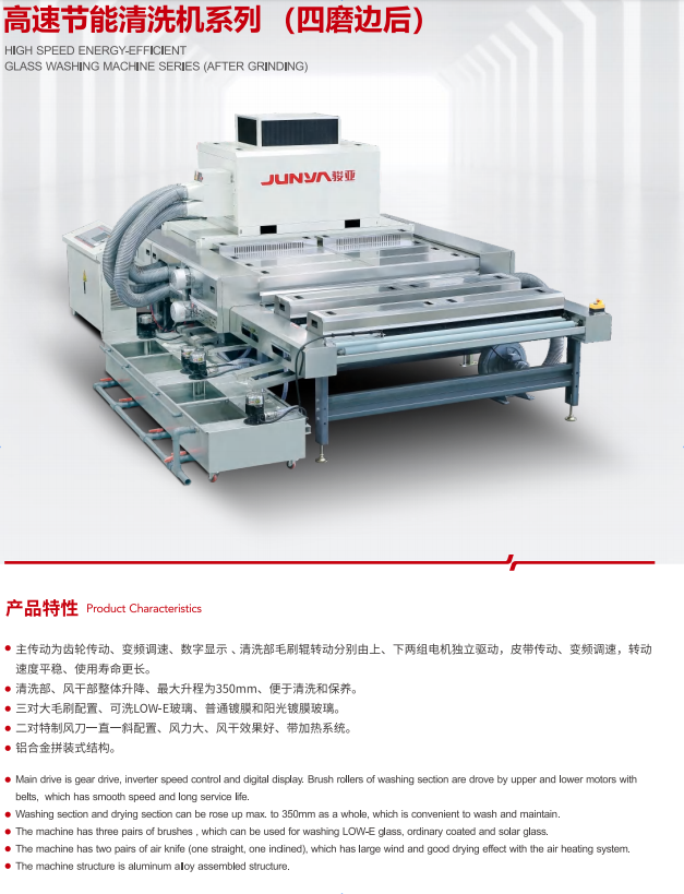 Flat glass washing machine Flat glass washing machine