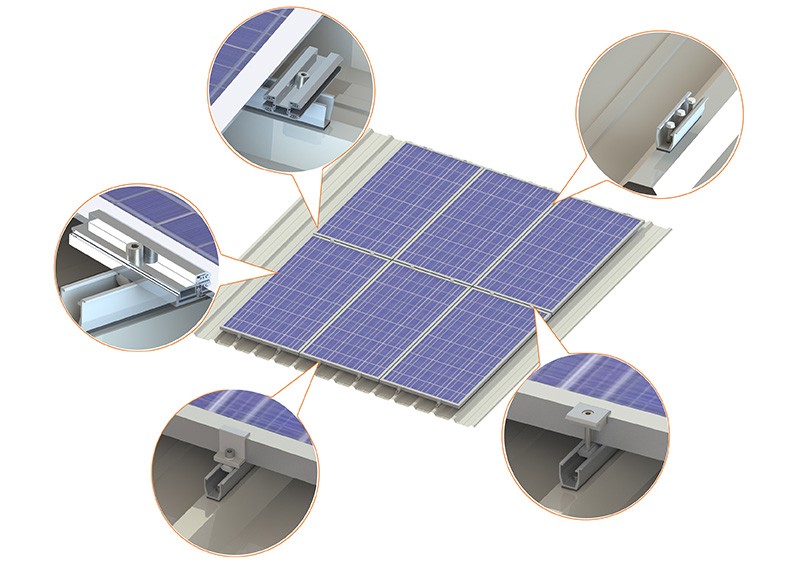 Rail-less Metal Solar Roof Mount
