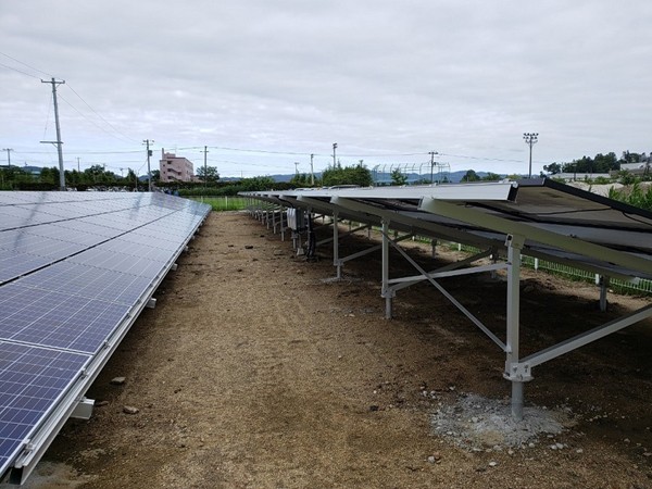 Photovoltaic ground mounting systems in Kakuda City, Miyagi Prefecture ,Japan in August ,2019