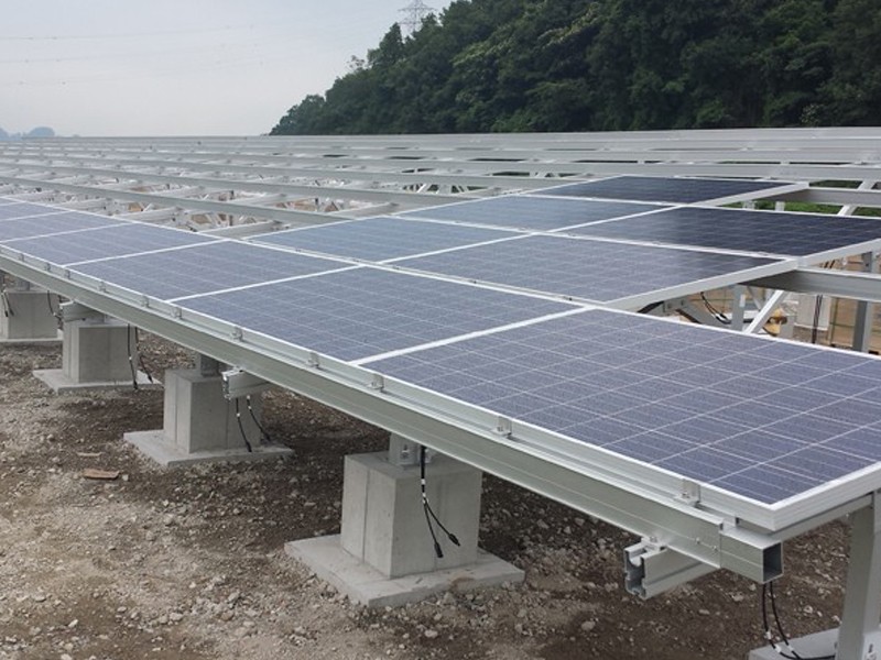 Concrete foundation ground solar mounting project in Sabae Hashidate, Fukui Prefecture in July ,2015
