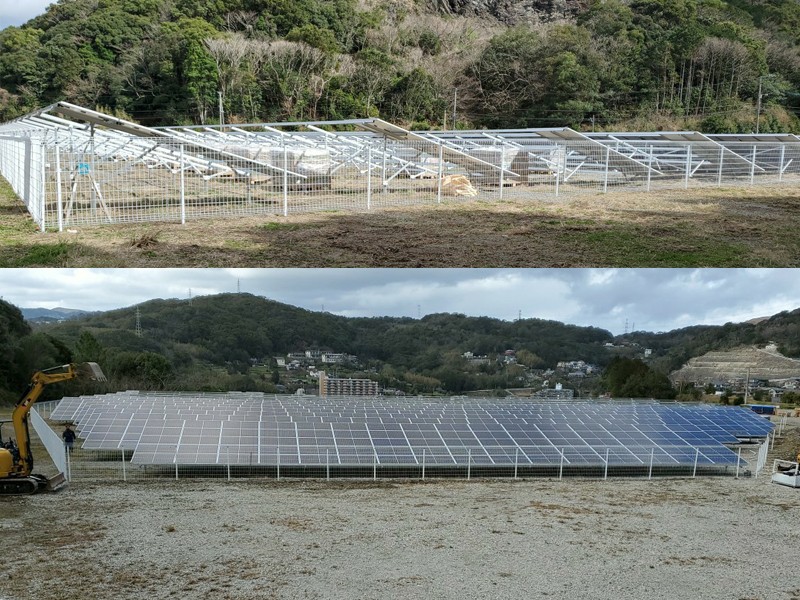 일본 나가사키 켄에서 2021 년 1 월 태양 광 발전소 프로젝트 완료