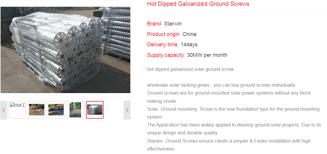 Solar Mounting Structure Hot Galvanized Ground Screw
