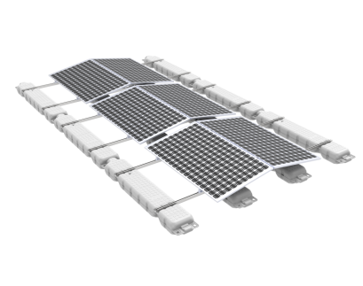 Floating solar panel racking system