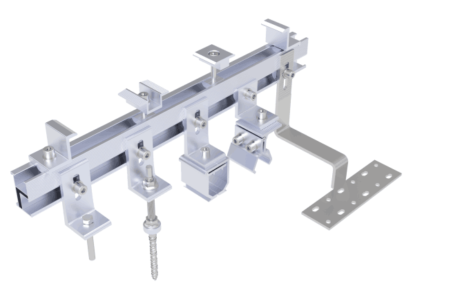Аксессуар для крепления солнечных батарей на крыше — средний и концевой зажим.