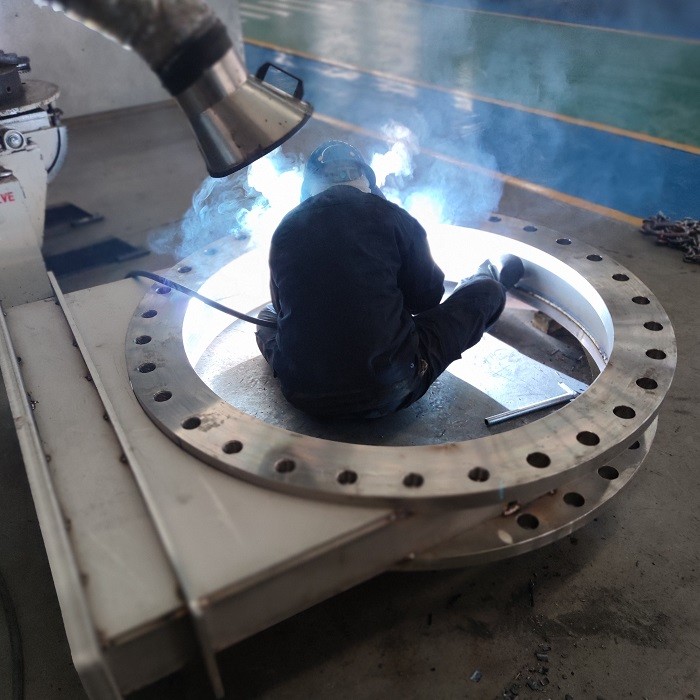 Spur gear PN16 flange ends ss316L knife gate valve