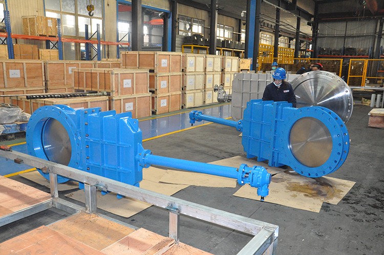 bevel gear flange connection knife gate valve