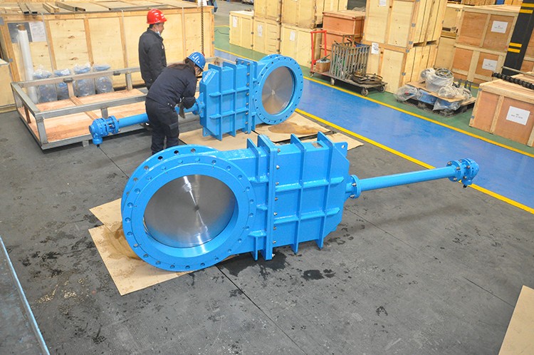 bevel gear flange connection knife gate valve