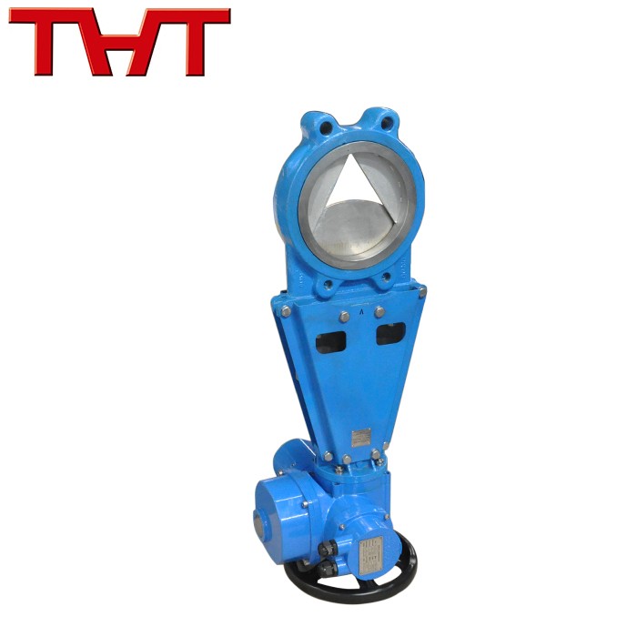 Electric actuated ductile iron V- port knife gate valve