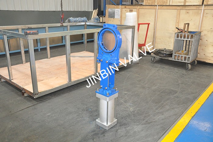 ductile iron wafer knife gate valve with pneumatic actuator