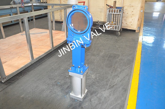 ductile iron wafer knife gate valve with pneumatic actuator