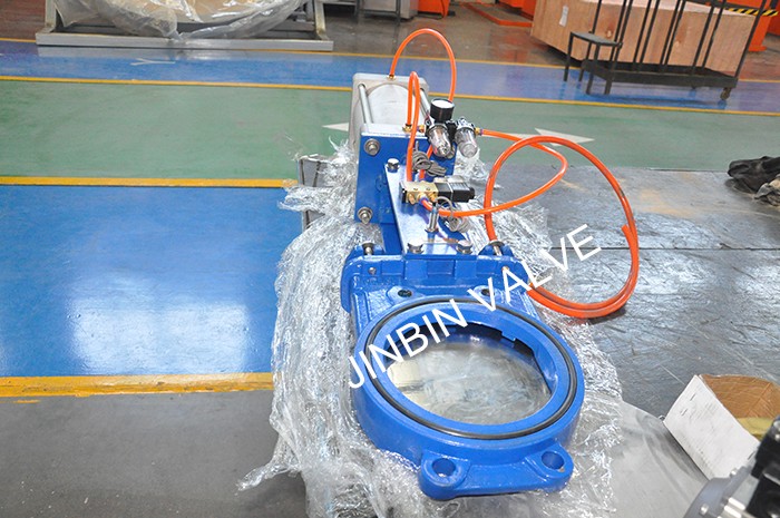 ductile iron wafer knife gate valve with pneumatic actuator