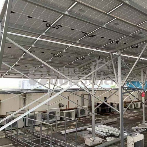 Sistema de montagem de telhado solar, estrutura alta em telhado de concreto